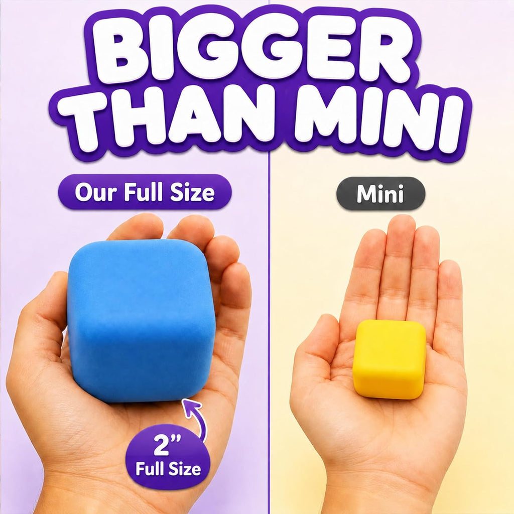 Paquete de 24 Juguetes Squishy Antiestrés para Niños y Adultos: Cubo de Estrés de 2″ Tamaño Completo