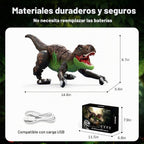 T-Rex Robot RC Dinosaur con cámara para niños, pantalla LCD RC video en vivo, simulación de movimiento de gateo, modo de demostración inteligente, función de rociado, efecto de luz y rugido, batería