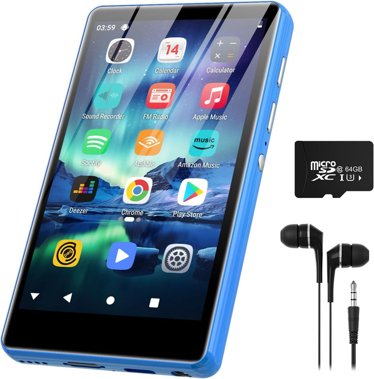 Reproductor MP3 de 80 GB con Bluetooth y WiFi, pantalla táctil a todo color de 4 pulgadas, reproductor de música MP4 con control parental, Spotify, audible, YouTube, reproductor de audio digital