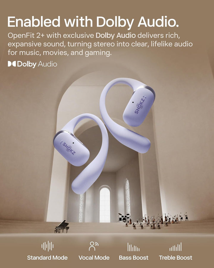SHOKZ Nuevos auriculares OpenFit 2+ de oreja abierta, compatibles c...
