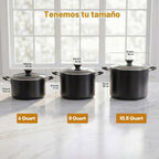 Cook N Home Olla antiadherente de 8 cuartos con tapa, ollas grandes para