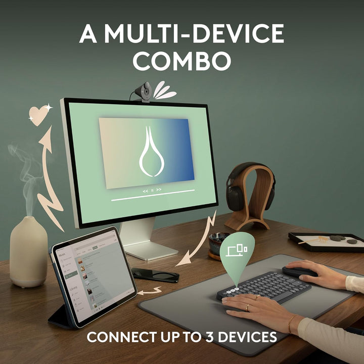 Logitech Pebble 2 Combo, teclado y mouse inalámbricos, silenciosos...
