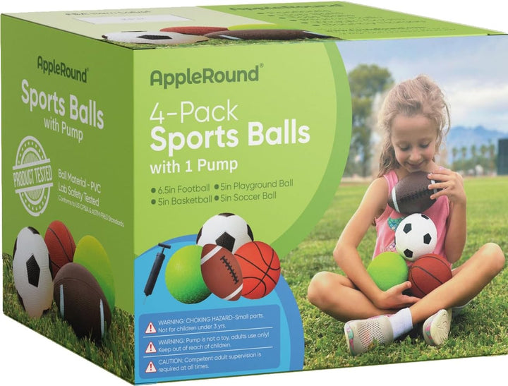 AppleRound Paquete de 4 pelotas deportivas para niños