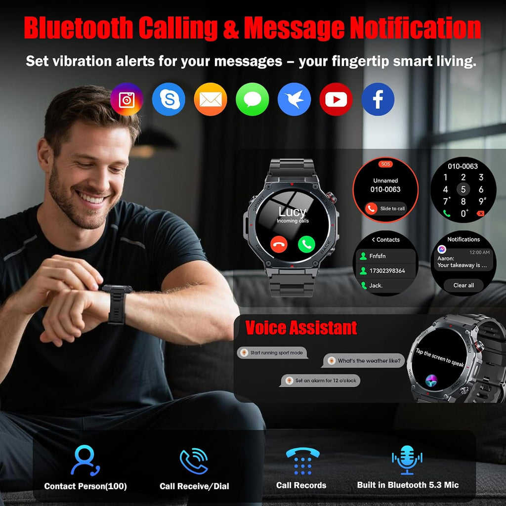 Reloj inteligente militar para hombre con GPS de doble banda