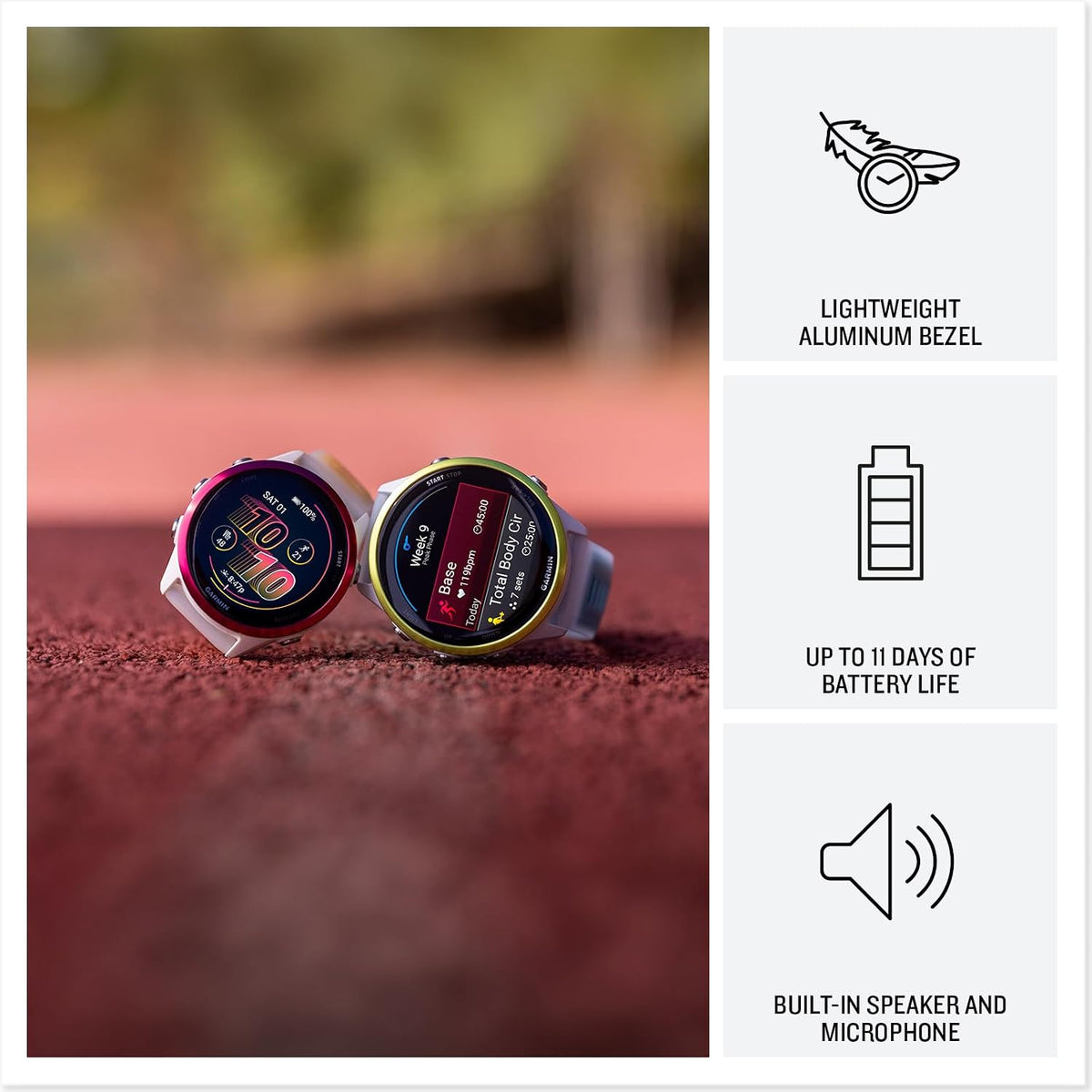 Garmin Forerunner 570 - Reloj inteligente para correr, WiFi de 1.722 pulgadas, reloj de fitness con GPS para hombres y mujeres, aluminio índigo con banda translúcida imperial púrpura/índigo + monitor