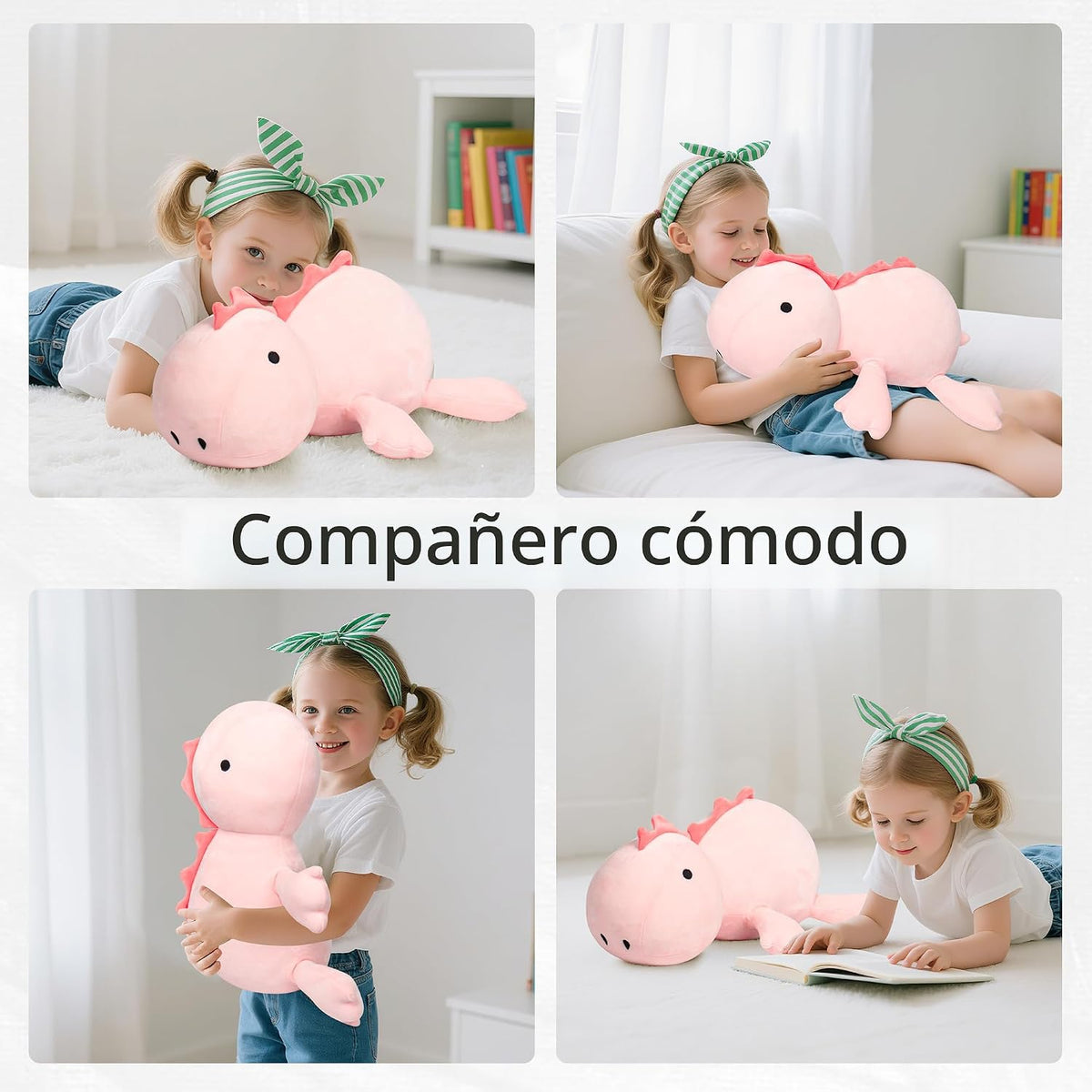 IdeaMeme Weighted Dinosaur Stuffed Animal Pink Dino Plush Toys 22" 3.5 lbs