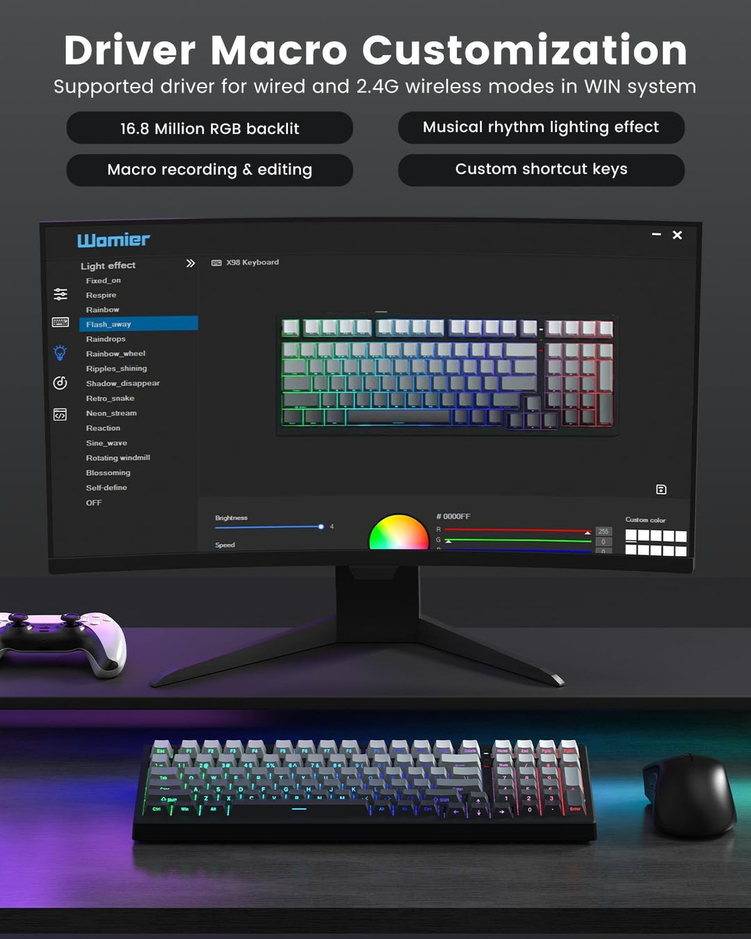 Keyporia X98 Wireless Mechanical Keyboard, RGB Backlit Custom Gamin...