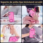 SKYLMW - Funda compatible con iPhone 16 con soporte magnético invisible tipo anillo, funda de grado militar para iPhone 16 de 6.1 pulgadas, compatible con MagSafe, gran sensación de agarre, rosa
