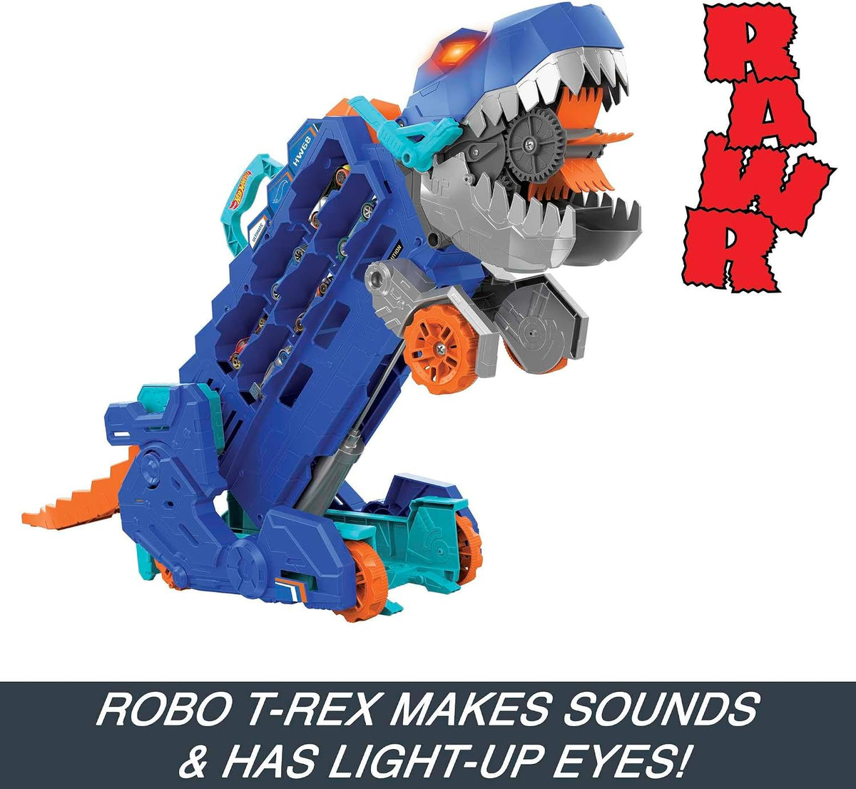 Hot Wheels City Ultimate Transportador T-Rex y 2 Autos de Moda a Escala