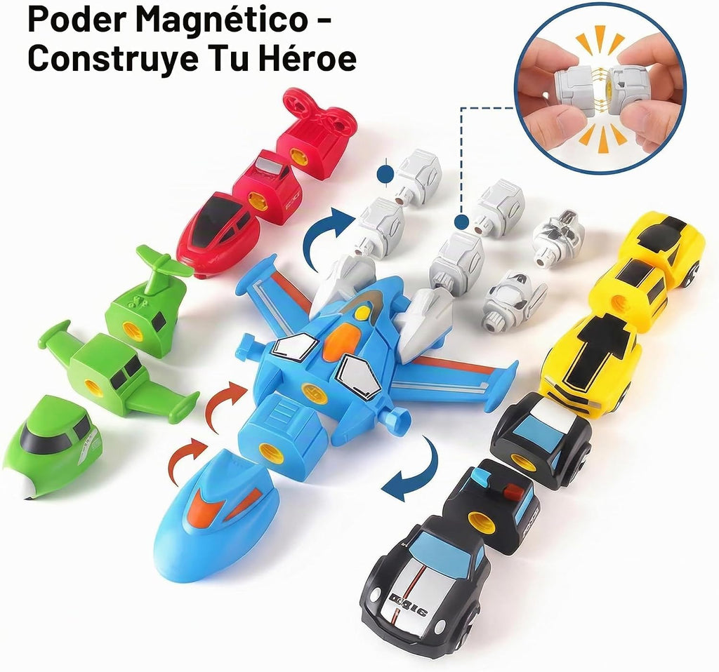 Vehículo magnético transformado robot juguete construir coche mezcla partido niño