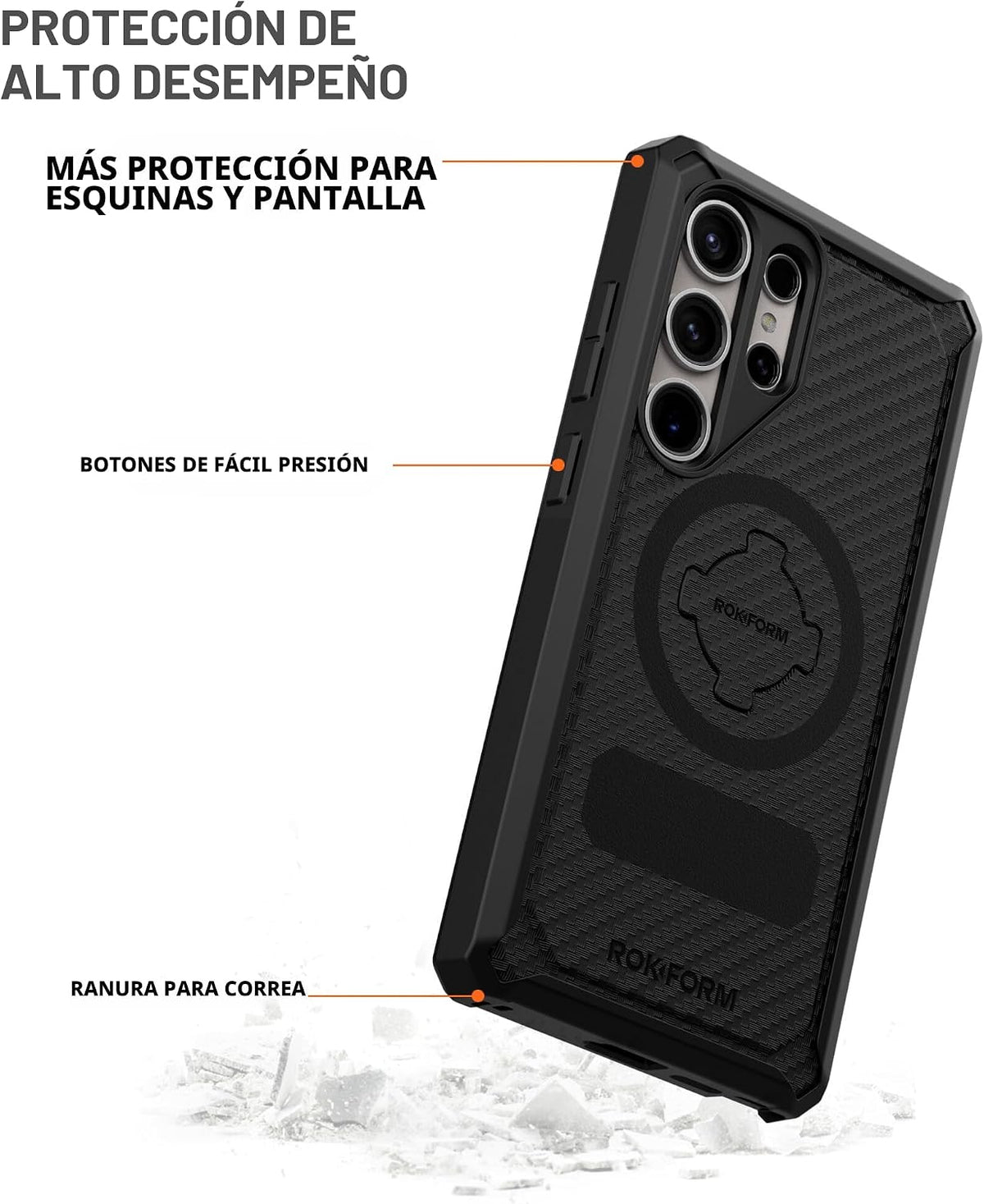 Rokform Galaxy S24 - Funda ultra resistente, magnética + RokLock (negro)