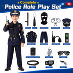 Skirfy Kit de Disfraz de Policía de 16 Piezas para Niños, Disfraz de Oficial de Policía para Niños, Kit de Rol de Disfraz de Policía para Niños, Disfraz de Halloween para Niños