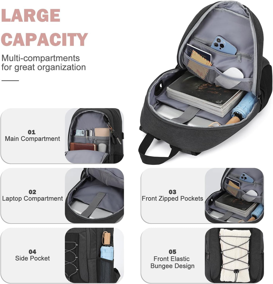 MAXTOP Mochila de viaje para laptop con puerto de carga USB, resist...