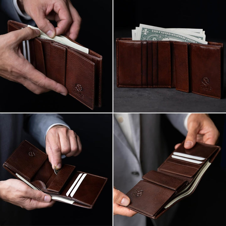 Time Resistance Cartera de cuero para hombre - Billetera italiana p...