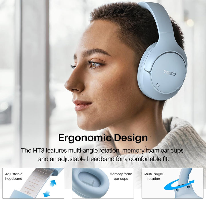 TOZO Auriculares híbridos HT3 con cancelación de ruido, batería de...