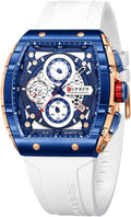 PASOY Reloj cronógrafo para hombre, cara grande, caja Tonneau, correa de