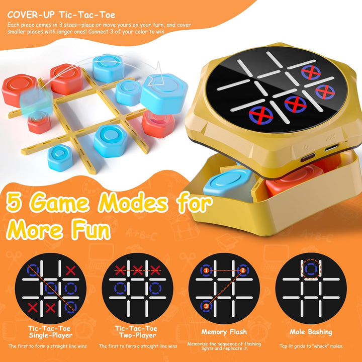 VDPDO Juego electrónico de Tic Tac Toe, 5 en 1 eléctrico Tic Tac To...