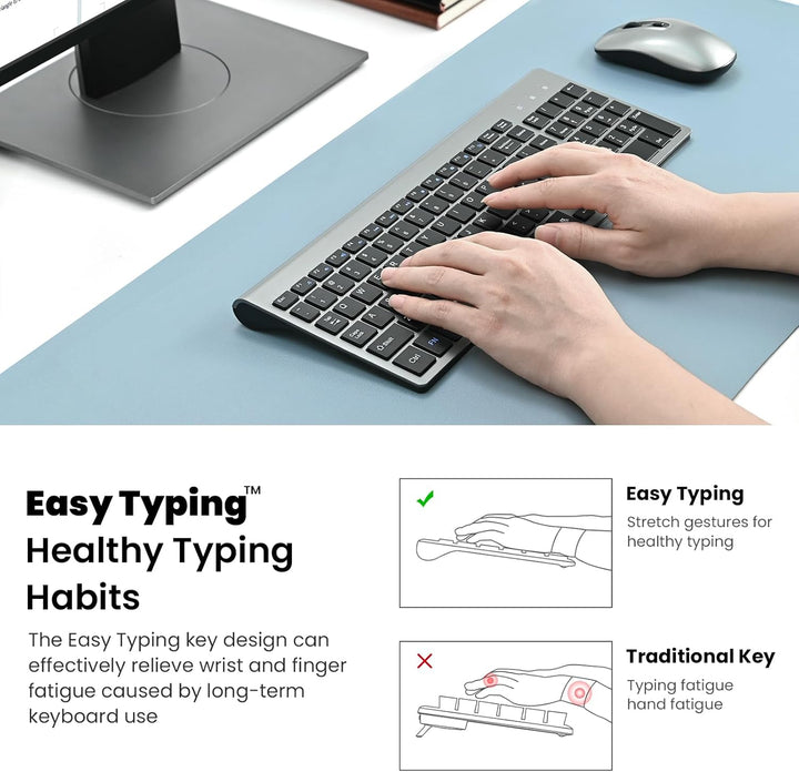 cimetech EasyTyping KF10 - Combo de teclado y mouse inalámbricos, t...
