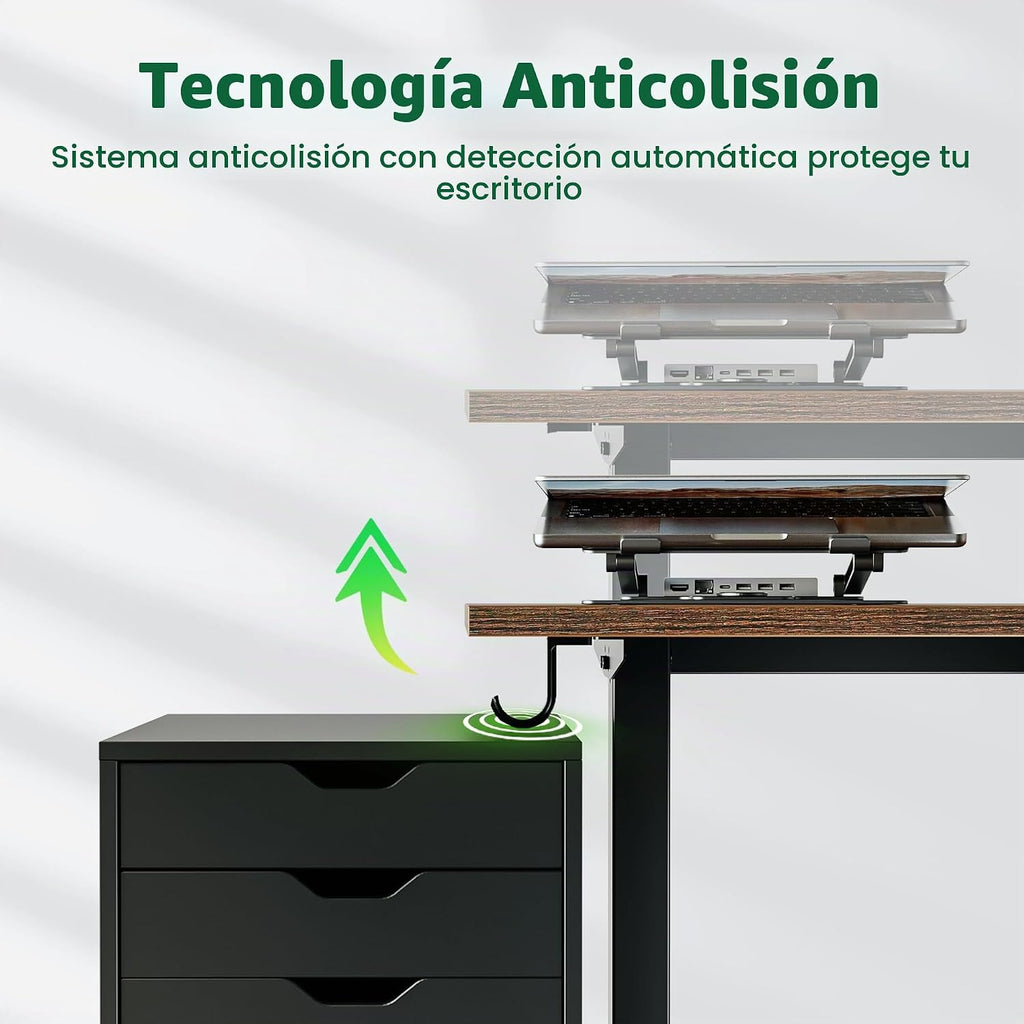 Lámpara Agilestic - Escritorio eléctrico de altura ajustable de 63 pulgadas, marrón rústico