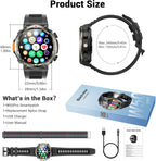 Reloj Inteligente Militar para Hombres (Responder/Realizar Llamadas), Reloj Inteligente Exterior con 100 Días de Batería/Linterna/Brújula/Frecuencia Cardíaca/SpO2/Sueño/2 Correas, Reloj Deportivo Robusto para iPhone/Android