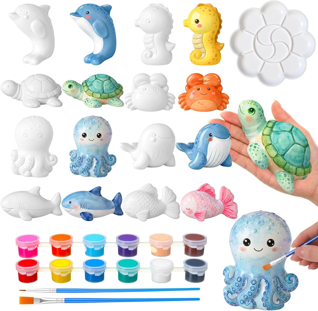Reallnaive - Kit de pintura de cerámica de animales marinos para niños y