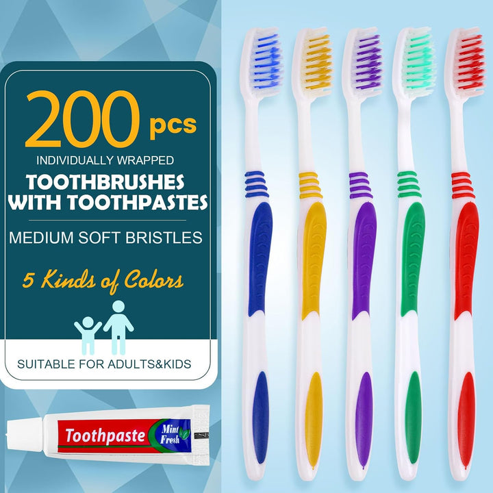 Navona 200 cepillos de dientes desechables con pasta de dientes a g...