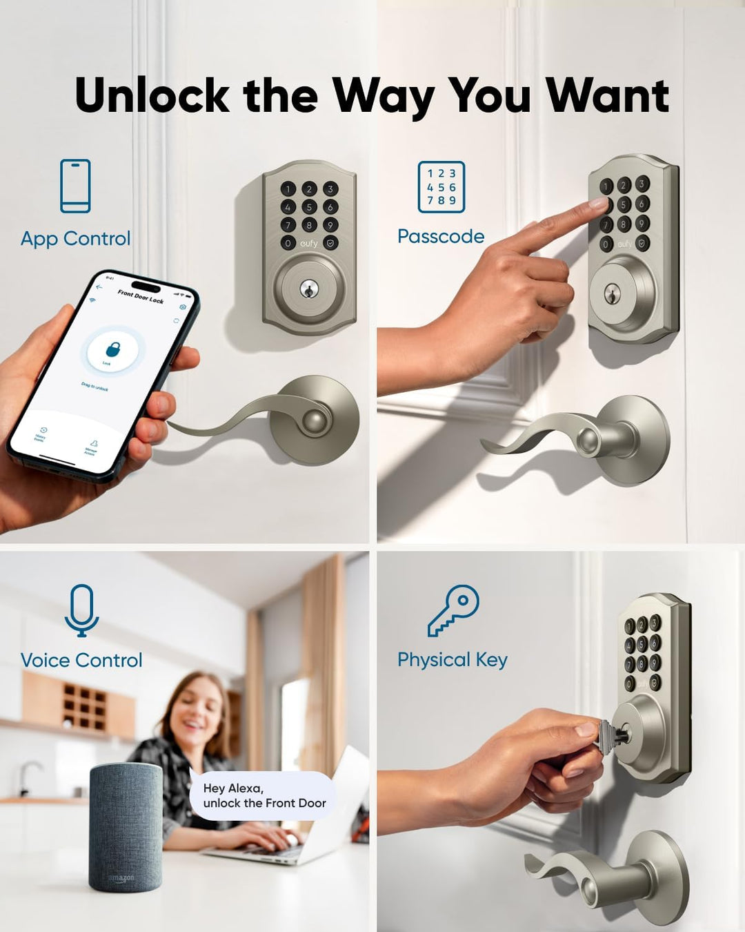 eufy Security Smart Lock C30, cerradura de puerta de entrada sin ll...