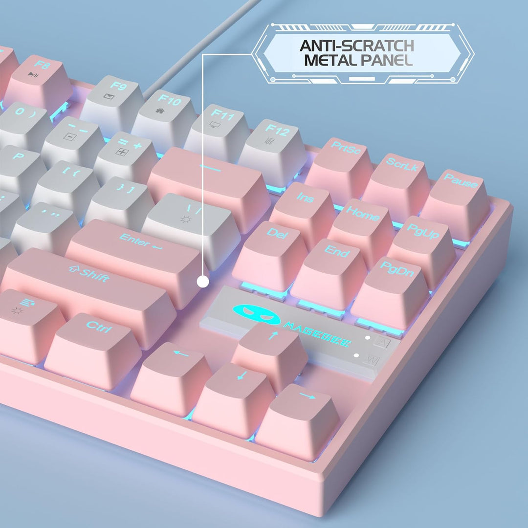MageGee Teclado mecánico 75% para juegos, interruptor rojo, retroil...