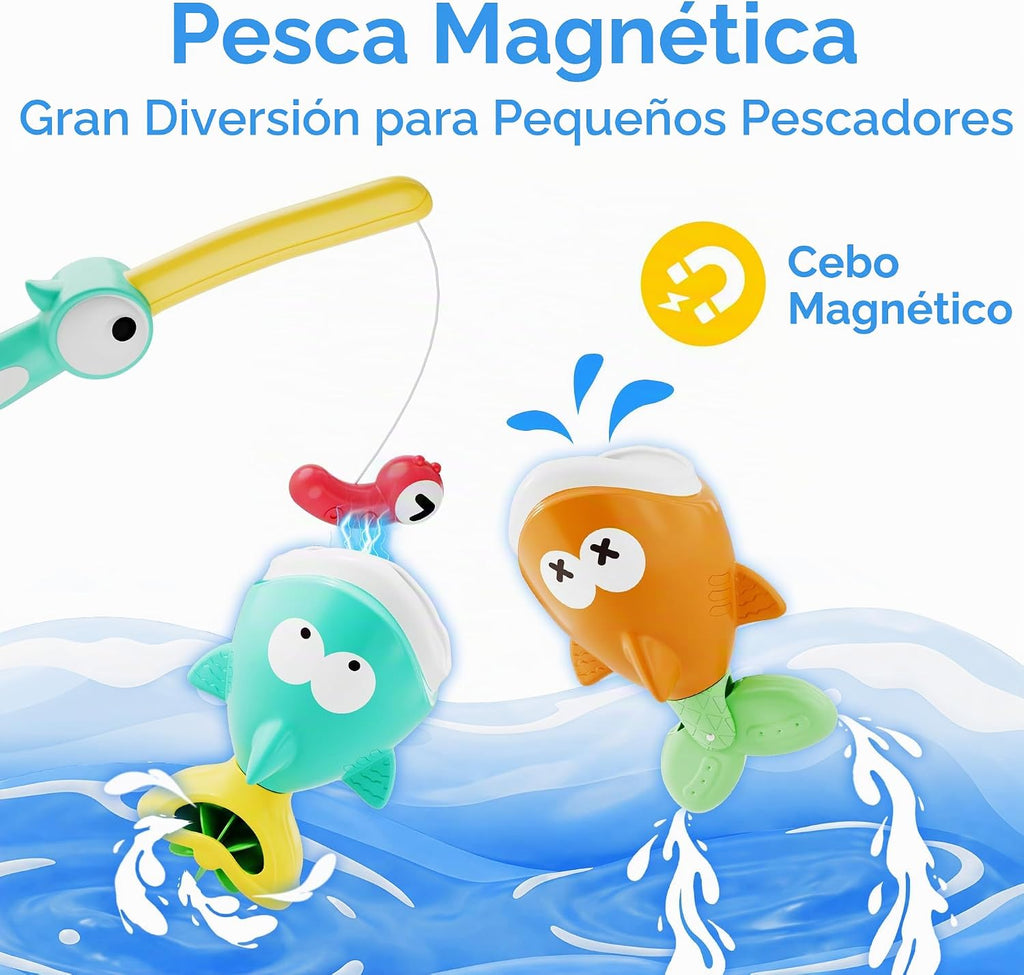 iPlay, iLearn Juguete de baño de pesca para bebés, juego magnético de la