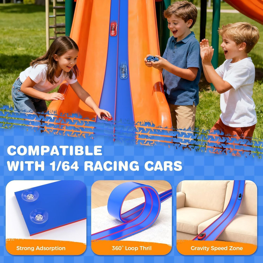 DKOXT Pista de carreras flexible de 15 pies para niños, juego de pi...