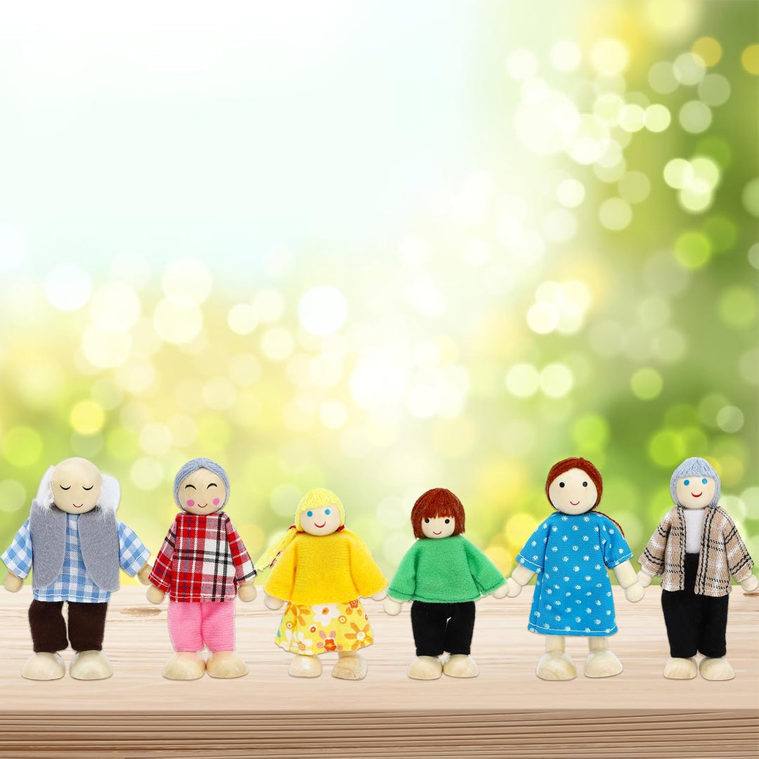 ONEST Juego de 23 piezas de casa de muñecas de madera, mini figuras...