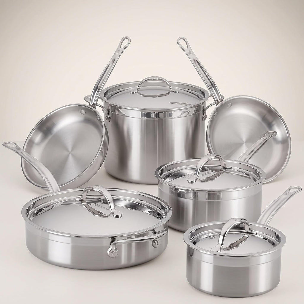 Hestan - Colección ProBond - Juego de utensilios de cocina profesional de acero inoxidable de 10 piezas, compatible con placa de inducción