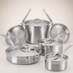 Hestan - Colección ProBond - Juego de utensilios de cocina profesional de acero inoxidable de 10 piezas, compatible con placa de inducción