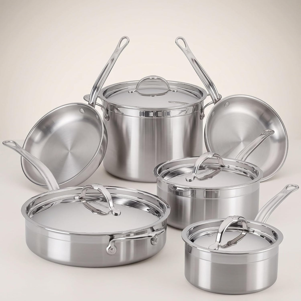 Hestan - Colección ProBond - Juego de utensilios de cocina profesional de acero inoxidable de 10 piezas, compatible con placa de inducción