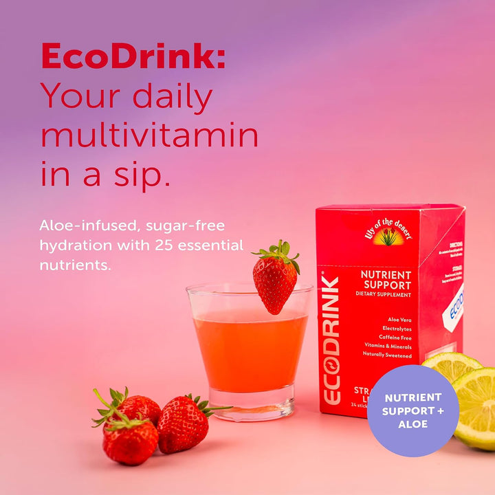 Eco Drink Lily of The Desert - Paquetes de apoyo de nutrientes, pon...