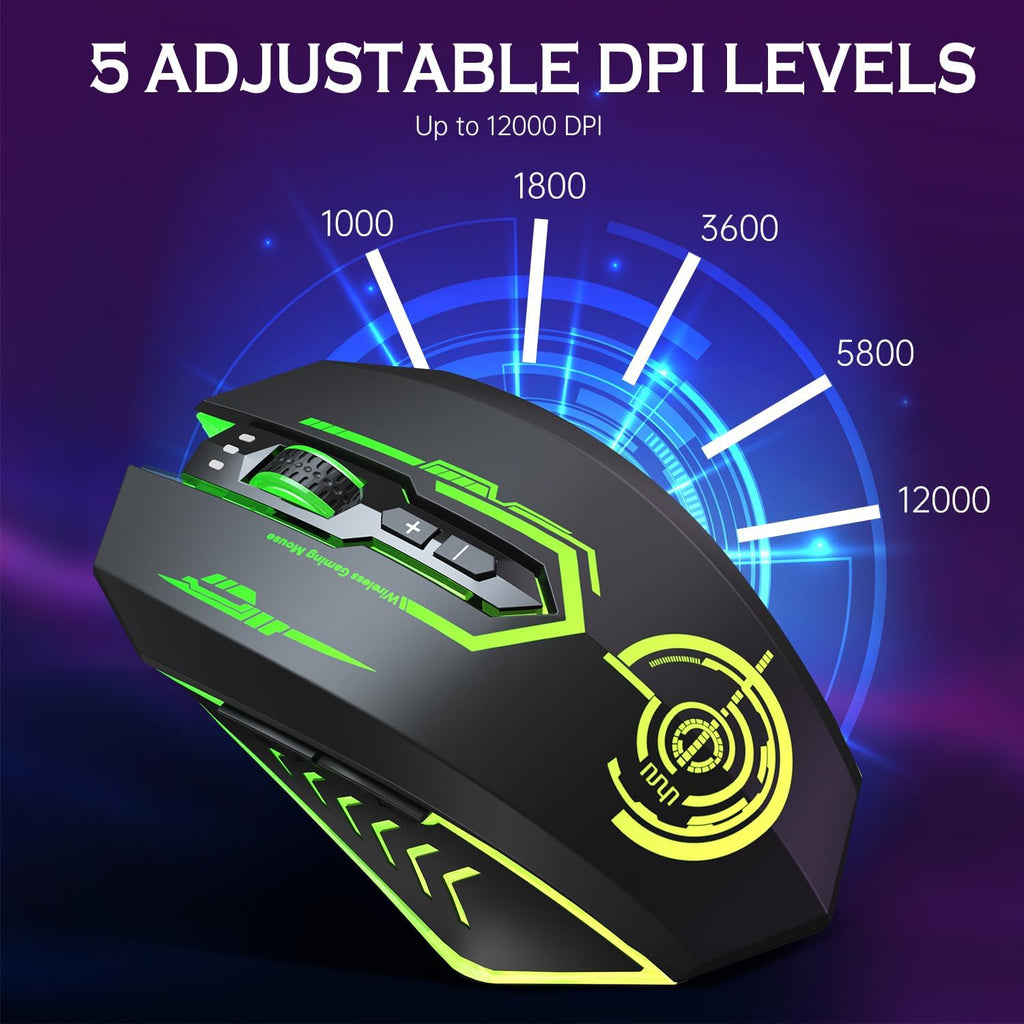Wireless USB Gaming Mouse, recargables uhuru 5 botones 7 Changeable LED Color ergonómico programable MMO RPG para PC computadora Portátil gaming jugadores