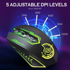 Wireless USB Gaming Mouse, recargables uhuru 5 botones 7 Changeable LED Color ergonómico programable MMO RPG para PC computadora Portátil gaming jugadores