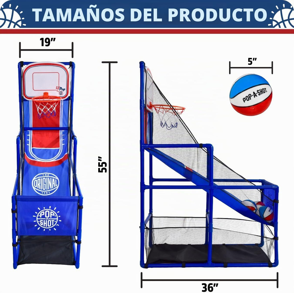 Pop-A-Shot Lil' Pop | Juego de aro de baloncesto para interiores para niños