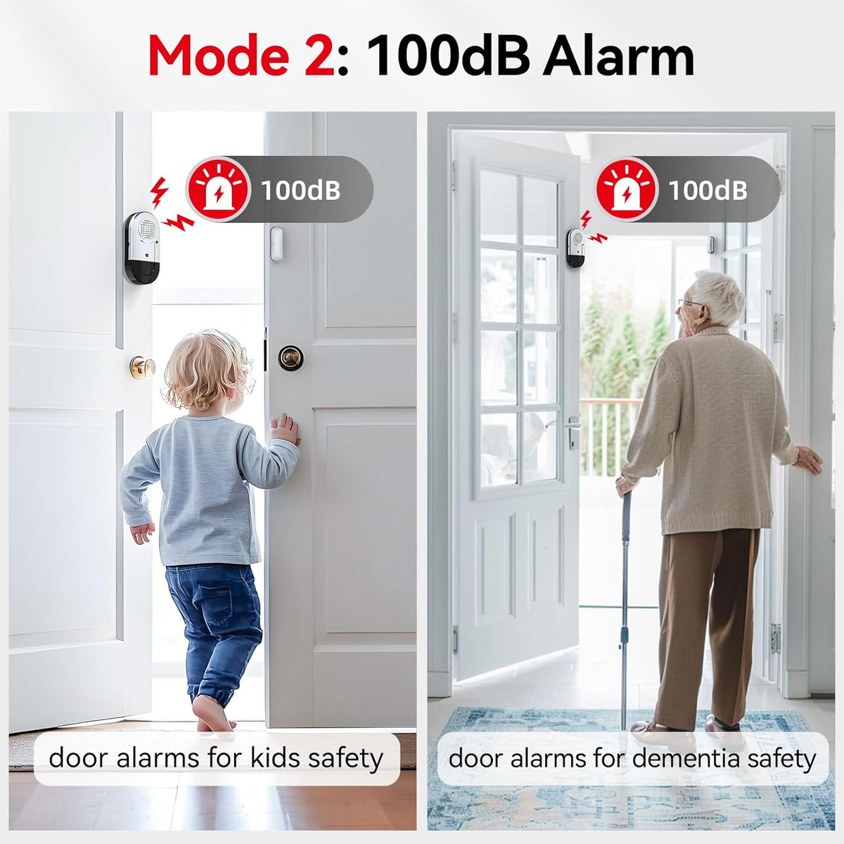 Sensores de alarma para puerta y ventana, paquete de 5, 125dB