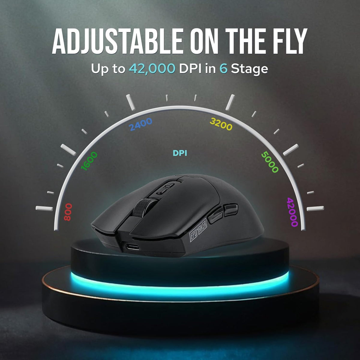 EPOMAKER Click Gaming Mouse inalámbrico de 2.4 GHz\/BT\/tipo C, 800...