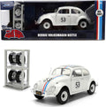 Jada Herbie The Love Bug Volkswagen Beetle Hollywood Rides 1:24 - Vehículo fundido a presión con juguetes para portaneumáticos