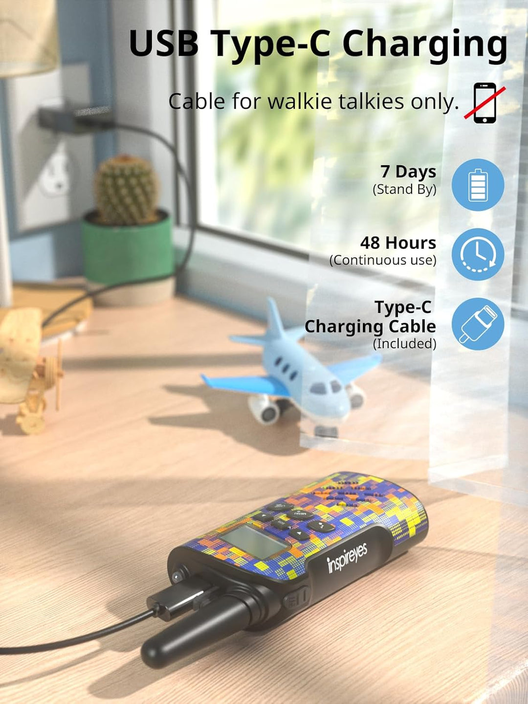 Inspireyes Walkie Talkies para niños recargables, rellenos de cesta...