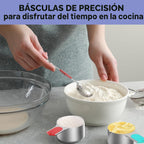 Juego de tazas y cucharas medidoras magnéticas de acero inoxidable para cocinar y hornear, 3 tazas medidoras de plástico, 5 tazas medidoras magnéticas, 7 cucharas medidoras magnéticas, 1