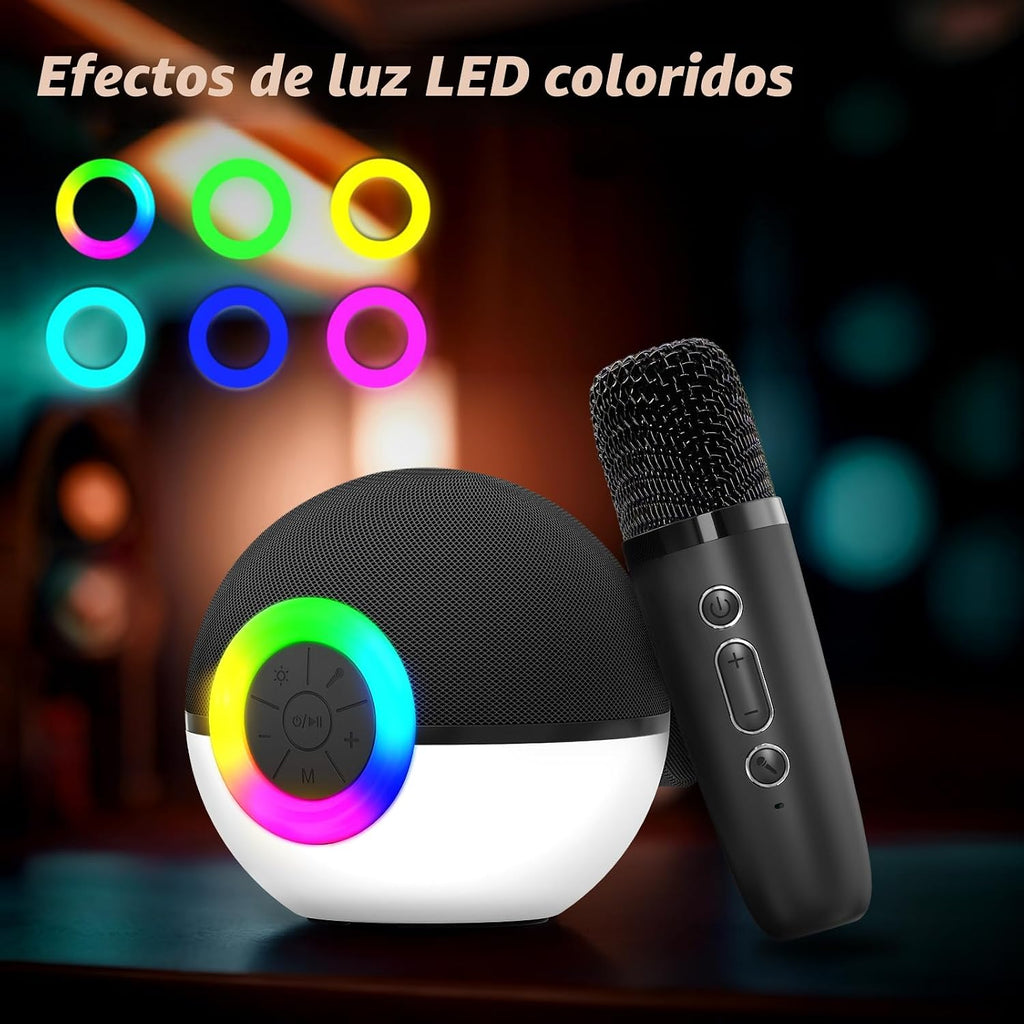 Mini máquina de karaoke con altavoz para niños y adultos, micrófono portátil con Bluetooth y juguetes de canciones con luz LED, el mejor regalo de Navidad, cumpleaños y festival para niñas y