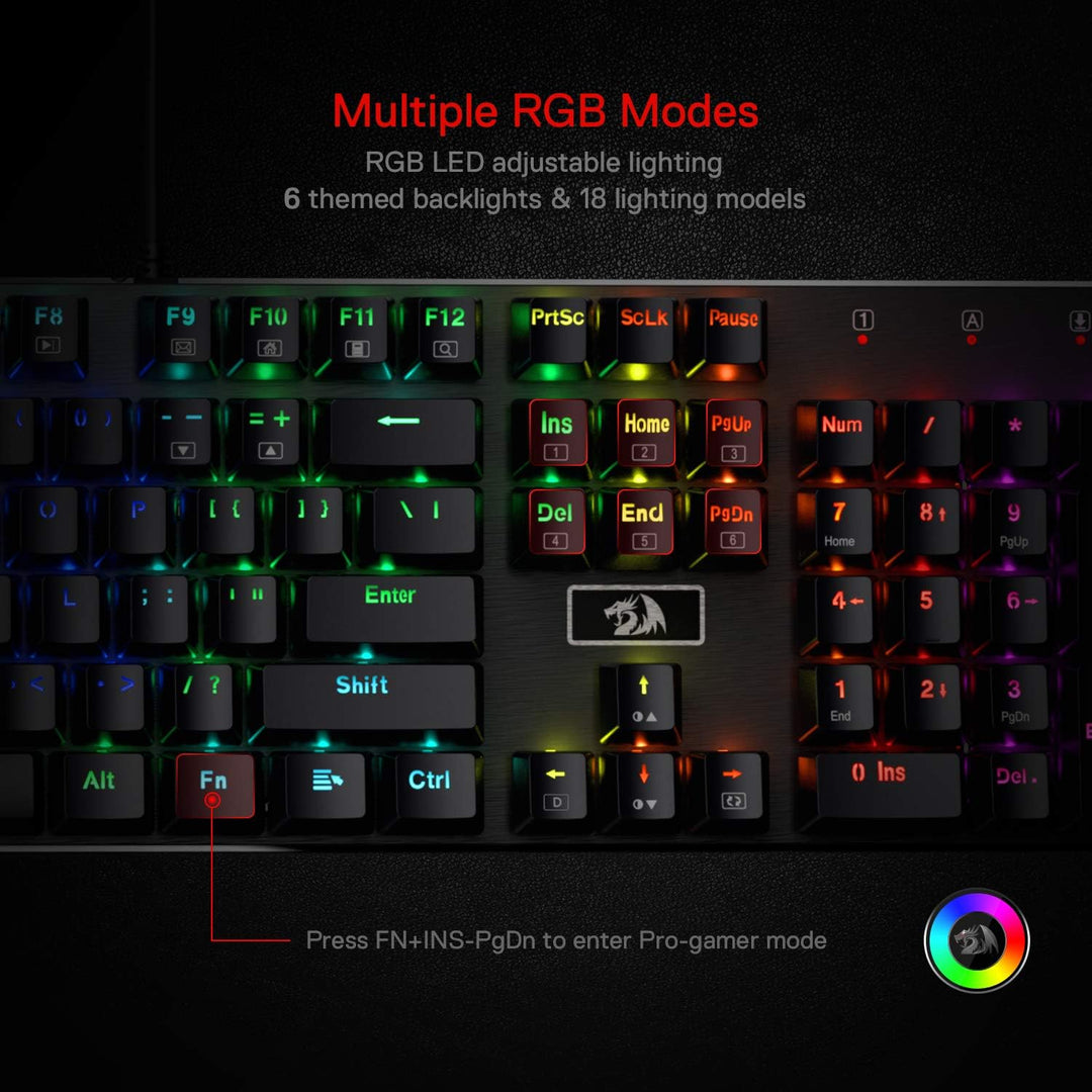 Redragon K556 teclado para juegos mecánicos con cable y luz posteri...