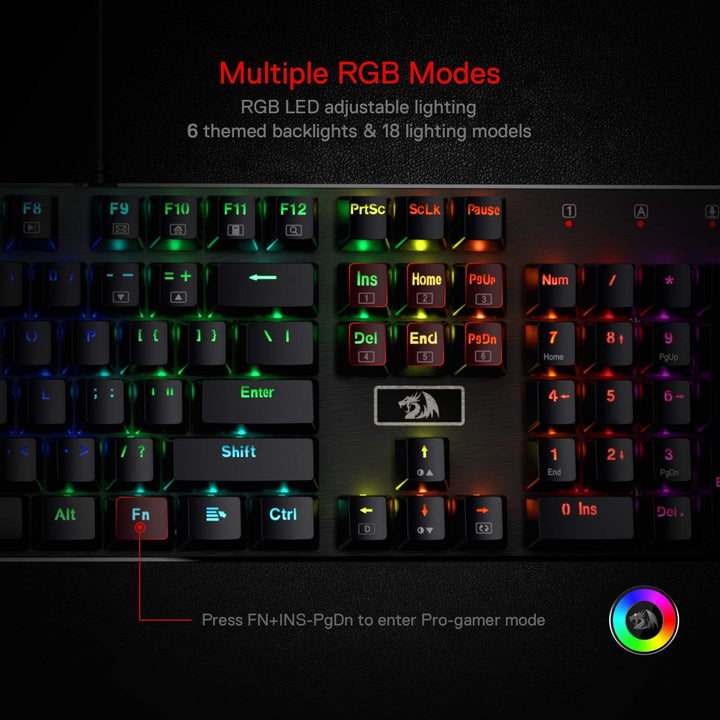 Redragon K556 teclado para juegos mecánicos con cable y luz posteri...