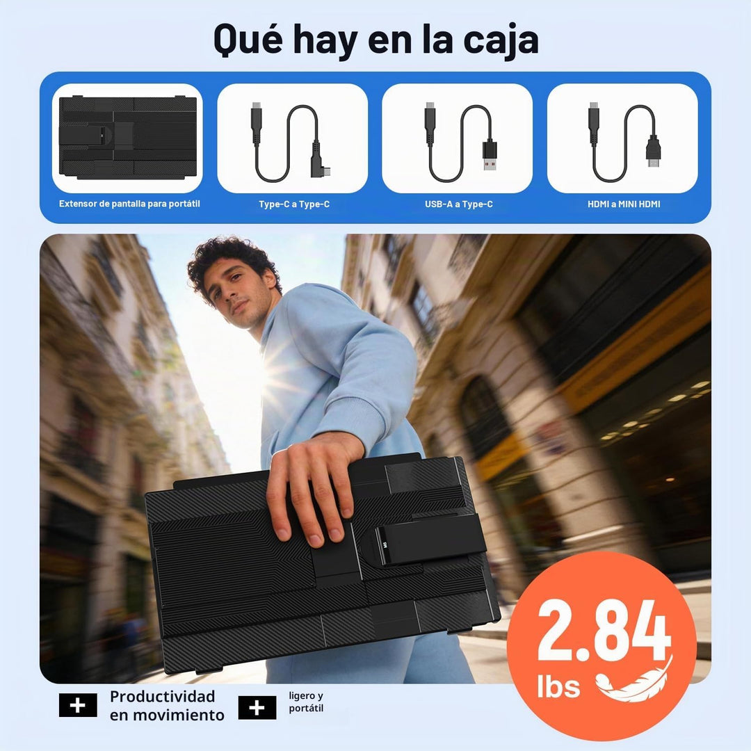 FLYTOCCA Extensor de pantalla para laptop, pantalla IPS FHD 1080P d...