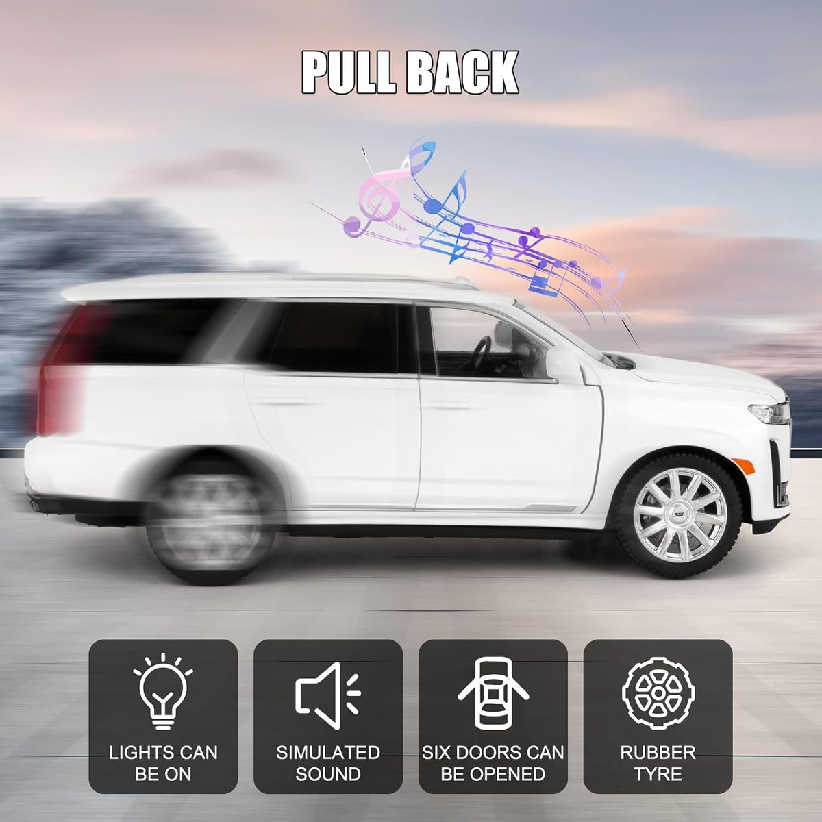 1:24 Escalade SUV Modelo Coche, Aleación Diecast Coche Coleccionable Regalo Blanco
