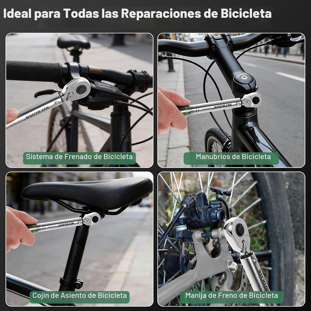 Juego de llaves dinamométricas para bicicleta, 1/4 pulgadas, 5–25