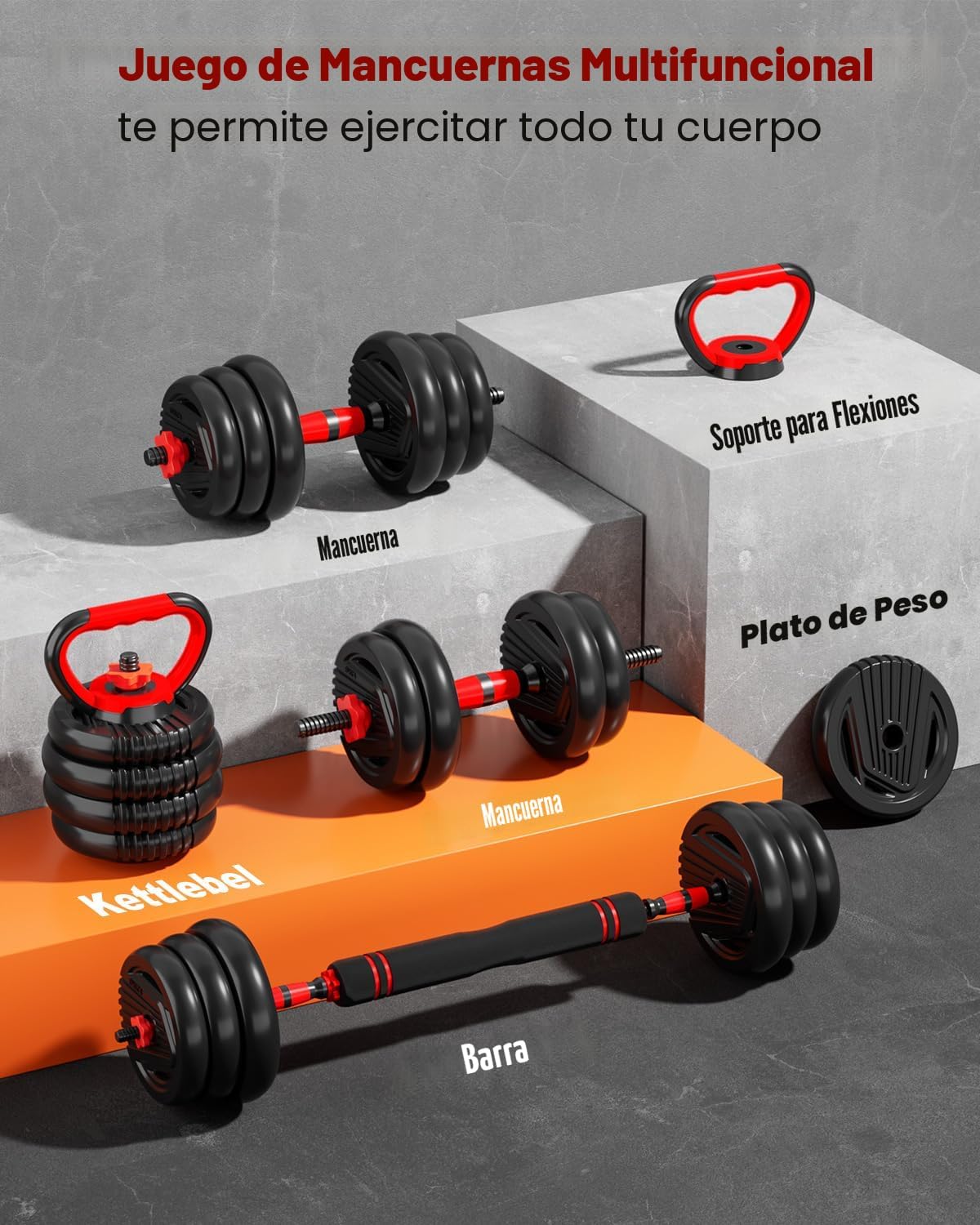 Juego de mancuernas ajustables, juego de pesas libres de 20/30/45